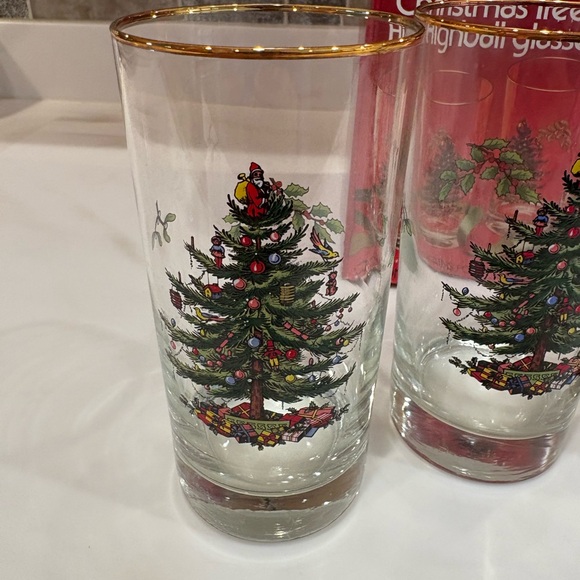 Christmas Tree Highball Glasses with Gold Rim - Picture 6 of 6